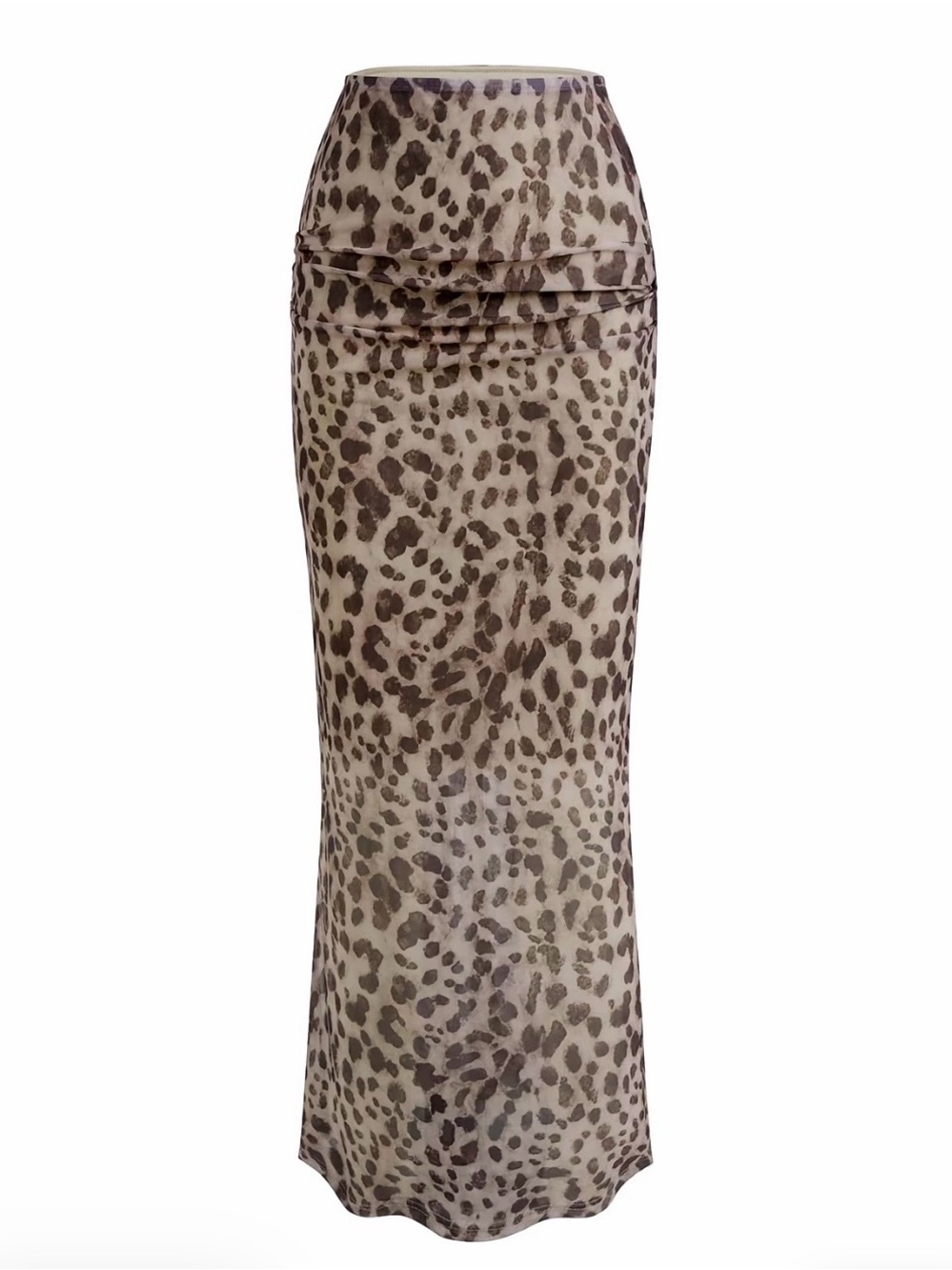 Leopard Print Maxi Skirt - Brown